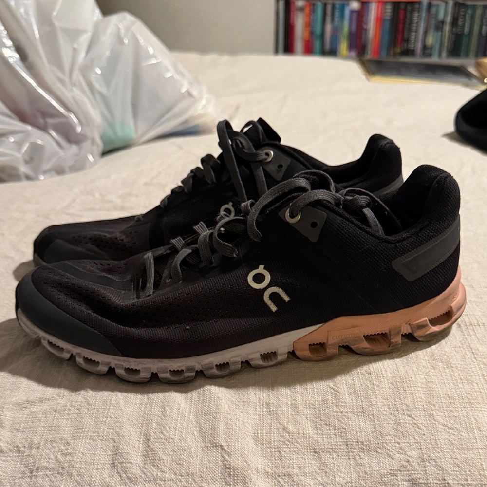On Running Black and Tan Sneakers